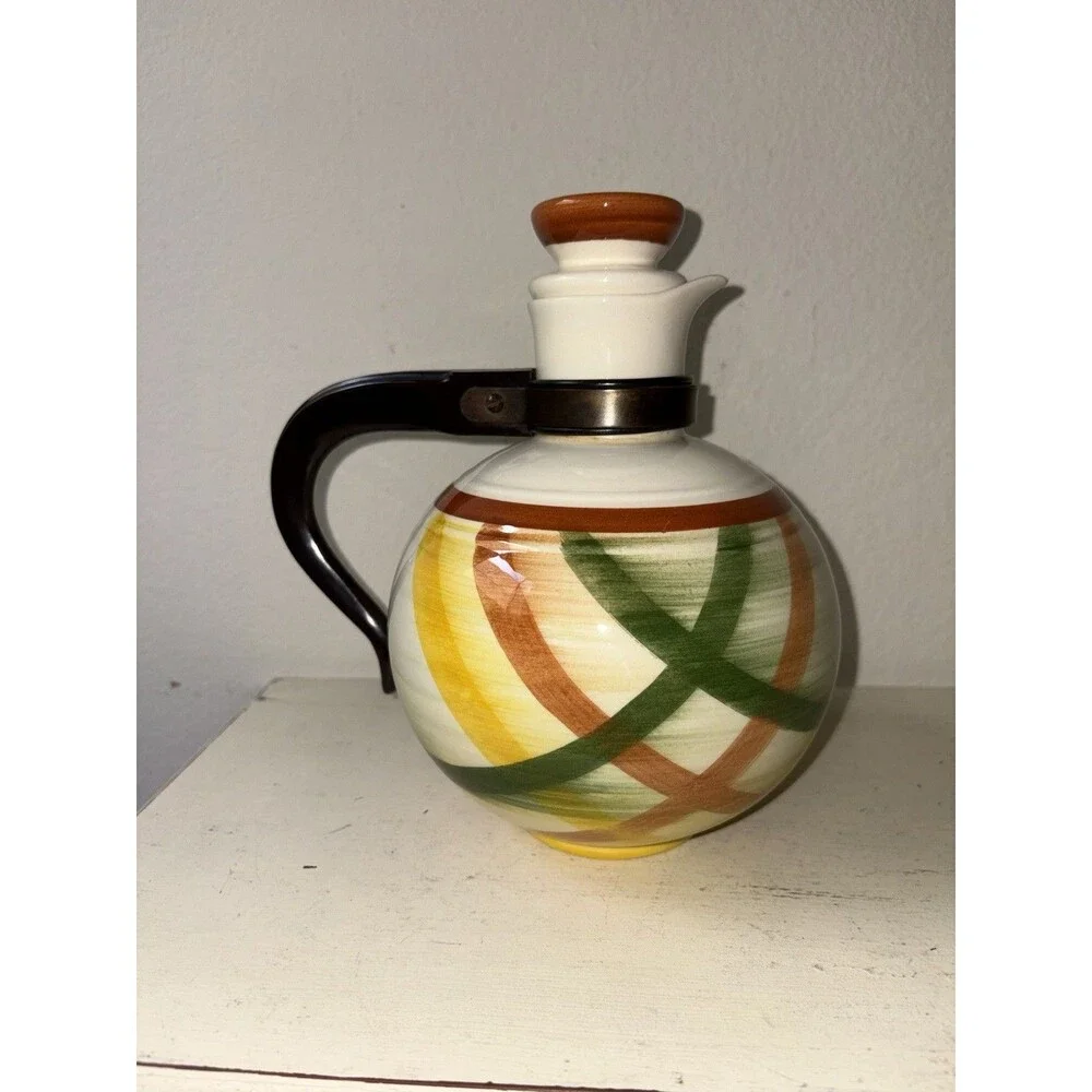 Vintage '40s/'50sVernon Kilns Vernonware Homespun Coffee Carafe with Stopper Lid